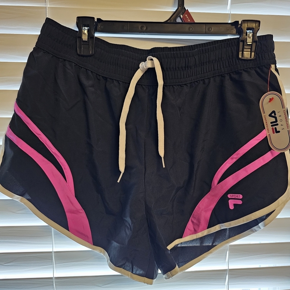 Fila Women's Black Shorts with Pink Accents
